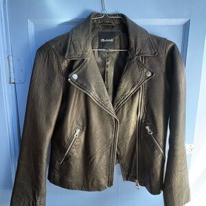 Madewell Black Leather Asymmetric Moto Jacket